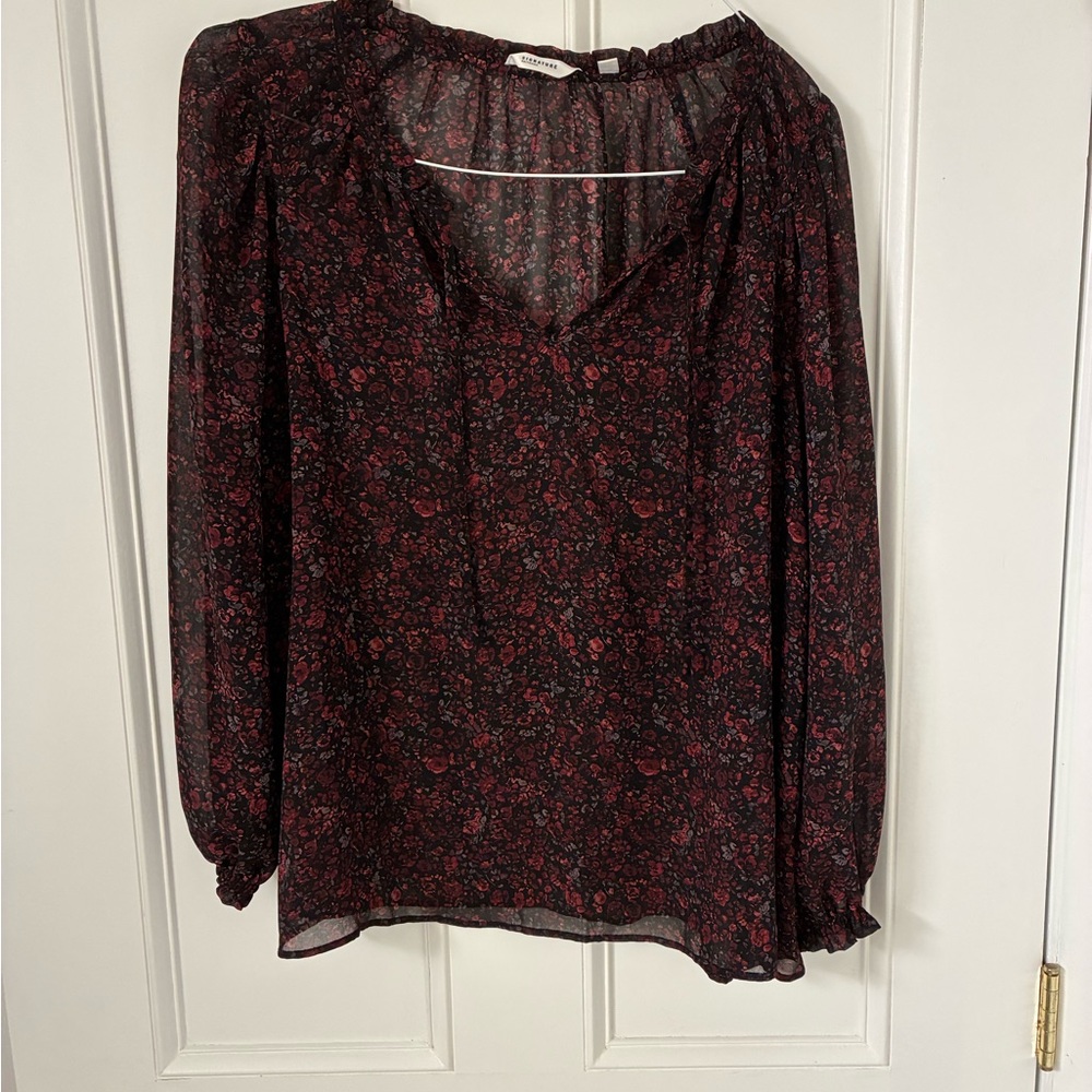 Reitmans Black and Red Floral Blouse